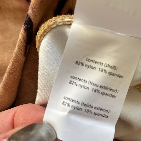 WeWoreWhat Gold Chain Belt High Waist Bike Short in Brushed Nylon Tiger Print - Picture 6 of 7